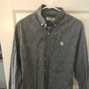 Express Grey Button Down Medium